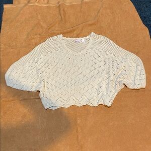 Willow and Root Cream Knit Cropped Sweater